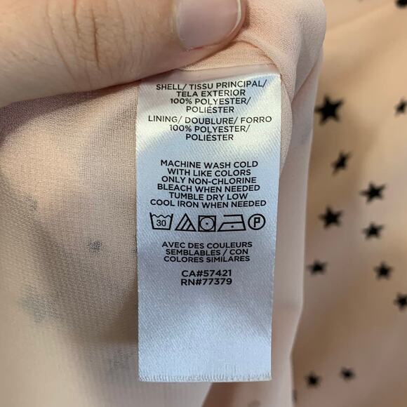 Ann Taylor Polka Dot Star Print Drapey Cami Women's Sz S Pale Pink Casual Glam - Picture 5 of 7